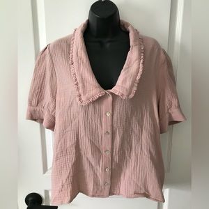 NWT Icone Pink Collared Blouse